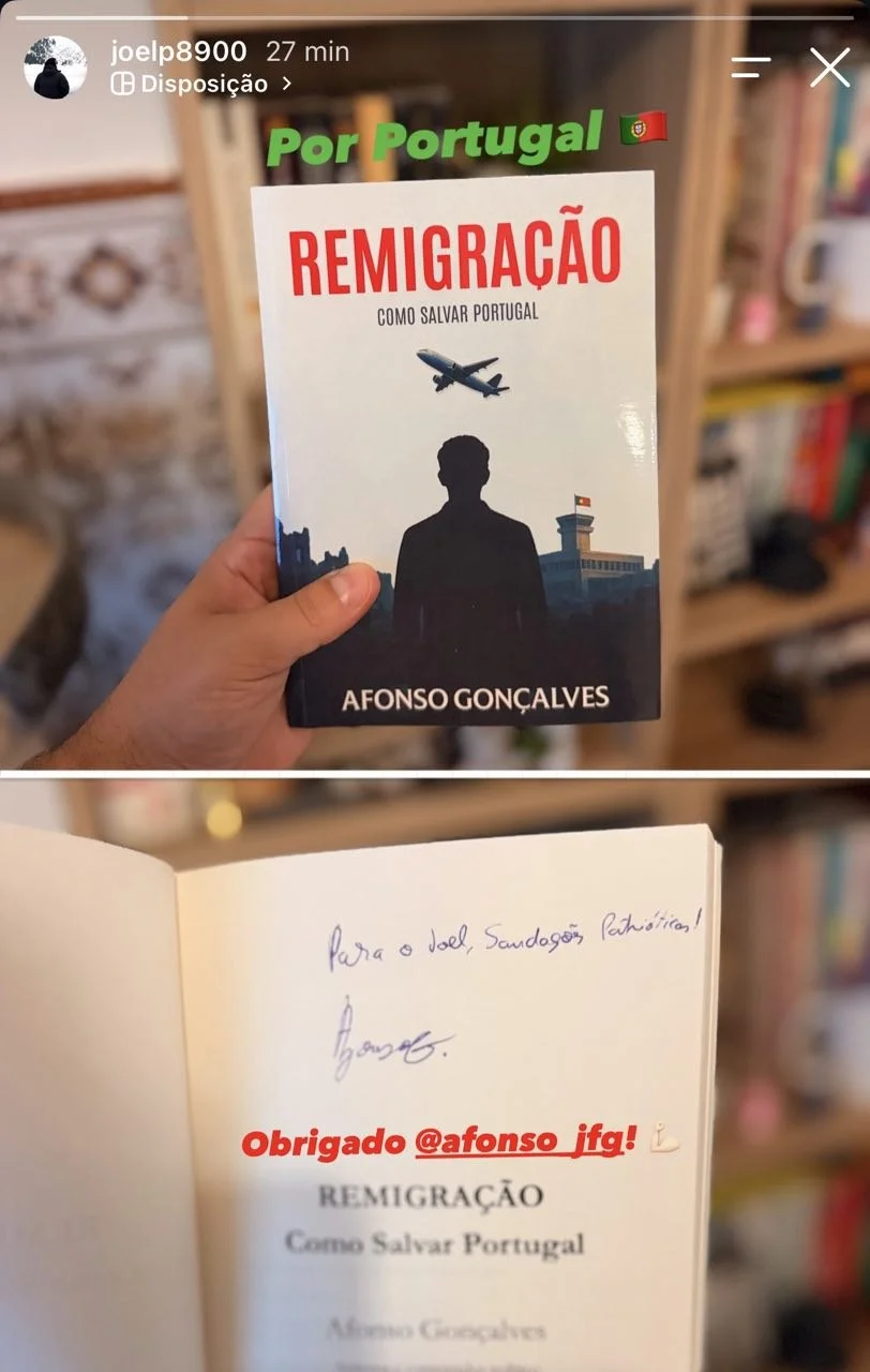 Leitor partilha no Instagram o livro Remigração autografado