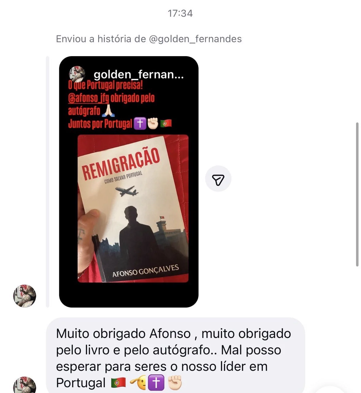 História de Instagram de leitor com o livro Remigração